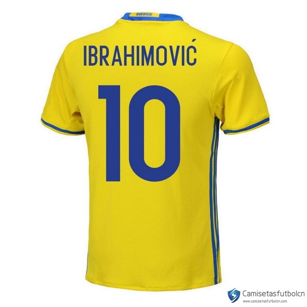 Camiseta Seleccion Sweden Primera equipo Ibrahimovic 2018 Amarillo